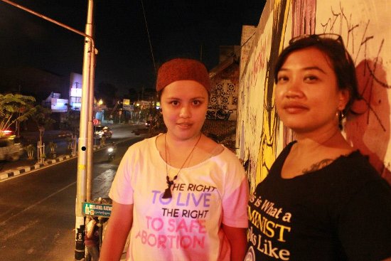 At the global day of action for safe and legal abortion, 28 September 2012, in Yogyakarta. Activists participated in a street campaign and mural art - Samsara Ignorance that kills